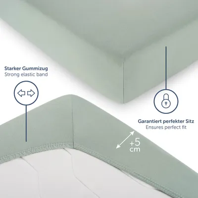 Produktbild von Blumtal® Premium Jersey Topper Boxspringbett Spannbettlaken 180x200cm -  , Superweiches 100% Baumwolle Bettlaken, bis 10cm Topperhöhe, Summer Green - Grün