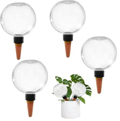 Image de Unyqoos® : Lot de 4 boules d'arrosage automatiques de 500 ml – Plastique PP et céramique, système d'arrosage autonome pour plantes en pot, sur balcon et en jardin (intérieur et extérieur)