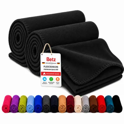 Produktbild von Betz Fleecedecke 2 Stück 130x170 cm 180g/m² – Wohndecke & Kuscheldecke – Flauschige Sofadecke als Tagesdecke – Leicht, wärmend & pflegeleicht –schwarz, KI-generiertes Bild