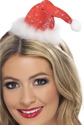 Imagen del producto de Mini gorro brillante de Papá Noel, rojo y blanco - Talla única