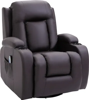 Produktbild von HOMCOM Massagesessel Fernsehsessel Relaxsessel mit Wärmefunktion TV Sessel mit Liegefunktion, Ruhesessel mit Fernbedienung, Becherhalter, Kaffee-Braun 85 x 94 x 104 cm