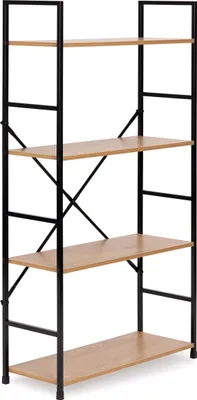 Obrázek produktu pro ModernHome CWJ6024112LG Dřevěný regál s kovovým rámem a 4 policemi, 113 x 58,5 x 23,5 cm