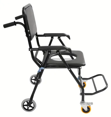 Image de Siège de douche et de toilettes - Tabouret de douche - Siège de salle de bain - Fauteuil à commode - Fauteuil roulant pliable