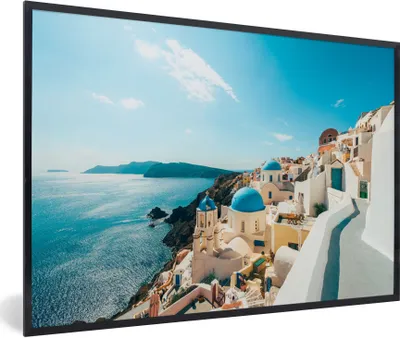 Produktbild von MuchoWow® Gerahmtes Poster Nachmittag in Santorini Griechenland 90x60 cm - Poster mit Schwarzem Bilderrahmen Wandposter Rahmen Foto Bilder - Fotorahmen - Foto-Plakat