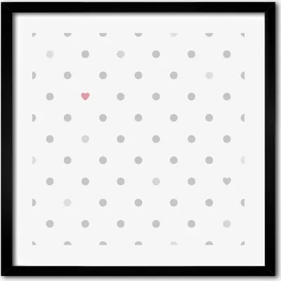 Produktbild von Bild - 50 cm x 50 cm - MDF - Rahmen, Wandkunst - Punkte und Herzen