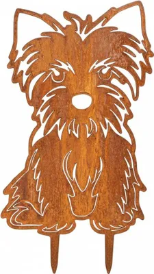 Produktbild von Edelrost Yorkshire Terrier - Rost Deko Hund Rostfigur Gartendeko für Draußen - stabile Metall Gartenfigur aus Stahl - Wetterfest für Beet Terrasse - 35x23cm