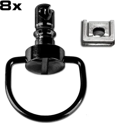 Produktbild von D-Ring Schnellverschlüsse, 19 mm, Stahl, 8er Set, schwarz, Steckplatte