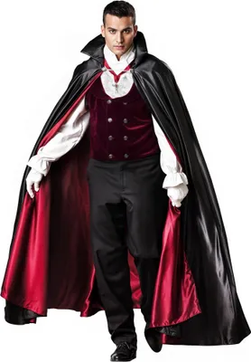 A man dressed as a vampire for Halloween.
