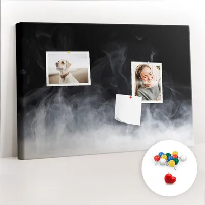 Immagine prodotto di Lavagna in sughero con puntine - Pannello con puntine per foto e appunti - 60x40 cm - Puntine colorate, 100 pezzi - Grigio antracite