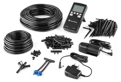 Bewässerungsset für bis zu 60 Topfpflanzen, 12V-Pumpe, schwarz