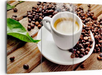 Produktbild von Bild auf Leinwand - Leinwandbild - Kaffee Tasse Espresso heiß - 165x110cm - Wand Bild - Wanddeko - Leinwanddruck - Bilder - Kunstdruck - Wanddekoration - Leinwand bilder - Wandkunst - CE165x110-2546