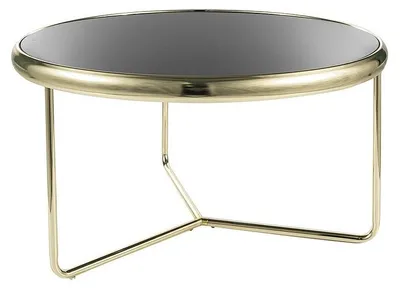 Image de Table basse ronde "Scarlet" - Noir - Noir/Doré - D 74 x H 40 cm