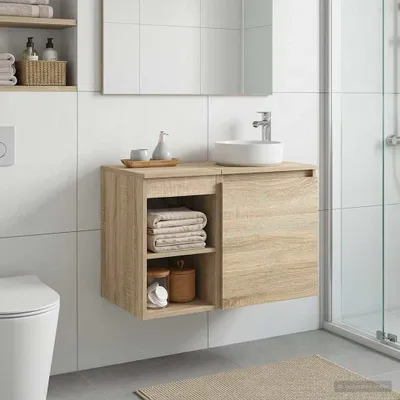 Obrázek produktu pro Maison Exclusive – Skříňka do koupelny, Imitace Sonoma, rozměry 30 x 44,5 x 50 cm, materiál: dřevovláknitá deska
