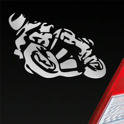 Produktbild von Auto Aufkleber Motorrad Mopped Car PKW 20x13,5 cm Silber Sticker Heckscheibenaufkleber