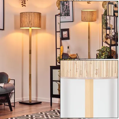 Produktbild von Arenabianca Stehlampe aus Holz/Seegras in Naturfarben/Schwarz, Höhe 153cm