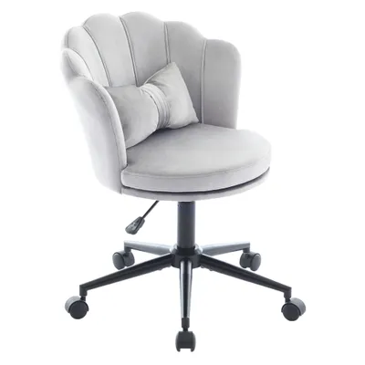 Produktbild von Samt Bürostuhl mit Rückenlehne, Drehbarer Drehstuhl ohne Armlehne, Rollen Höhenverstellbar bis 100kg für Schlafzimmer, Ankleidezimmer