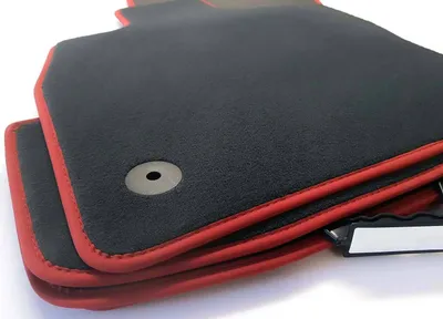 Immagine prodotto di Tappetini per Opel Corsa F Tappetini in velluto Premium Tappetini per auto di qualità originale, 4 pezzi, nero - rosso