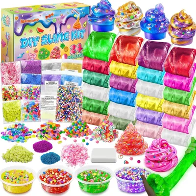 Productafbeelding van Galaxy clear slime-set voor kinderen - Set van 24 - DIY-slijm voor meisjes