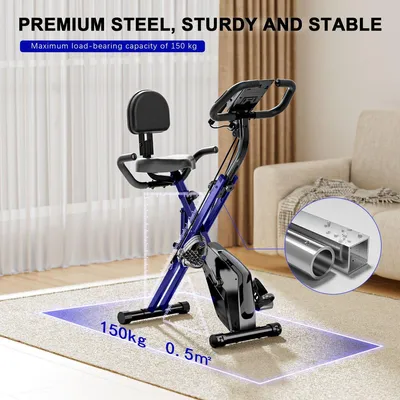 Immagine prodotto di Cyclette pieghevole 3-in-1 - X-Bike con 8 livelli di resistenza regolabili - Volano da 2,5 kg - Schermo LCD