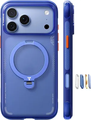 Obrázok produktu pre TORRAS Ostand Q3 Air, ochranné puzdro pre iPhone 18 Pro, s airbagom a integrovaným stojanom, svetlomodrej farby