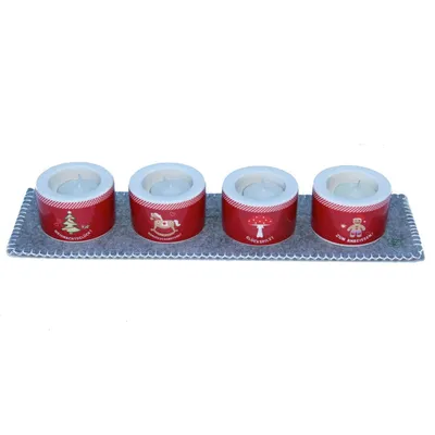 Produktbild von Adelheid - 4 weihnachtliche Teelichthalter mit Filzdeckchen