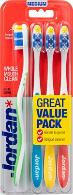Immagine prodotto di Spazzolino da denti Jordan Total Clean Medium, 4 pezzi