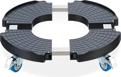 Produktbild von Relaxdays Pflanzenroller, ausziehbarer Blumenroller, Ø 40 - 57,5 cm, Kunststoff, max. 200 kg, innen & außen, dunkelgrau