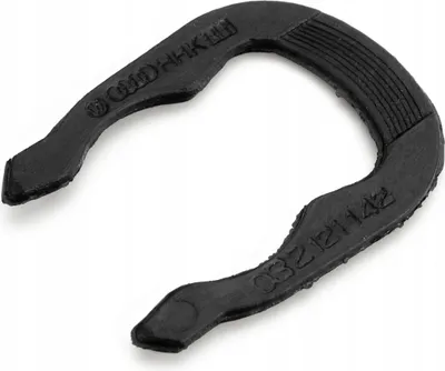 A black plastic clip on a white background.