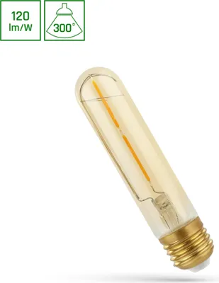 Immagine prodotto di Tubo a filamento LED T30x184mm 2W ~ 25W E27 oro chiaro retro shine bianco caldo 2700K