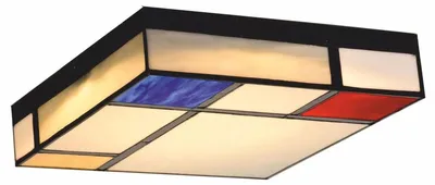Produktbild von Casa Padrino Art Deco Tiffany LED Deckenleuchte Weiß / Rot / Blau / Gelb / Schwarz 30 cm - Art Deco Leuchten - Tiffany Leuchten
