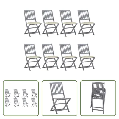 Produktbild von The Living Store Klappbare Gartenstühle 8 Stk. mit Kissen Massivholz Akazie