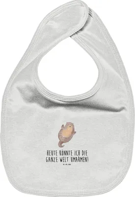 Produktbild von Mr. & Mrs. Panda Schlabberlatz Otter Umarmen - Weiß - Geschenk, Lätzchen Für Babys, glücklich, gut Gelaunt, Seeotter See, Hallo, Optimistisch, Sabber, Schlabberlätzchen