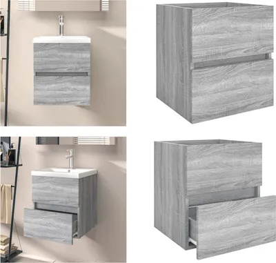 Zdjęcie produktu dla vidaXL Szafka pod umywalkę Szara Sonoma 41x38,5x45 cm Materiał drewnopochodny - Szafka pod umywalkę - Szafki pod umywalkę - Szafka łazienkowa - Szafka podumywalkowa