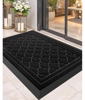 Obrázek produktu pro Podlahová rohož pro venkovní použití, rozměry 120 x 180 cm, černá, protiskluzová, omyvatelná, zachycující nečistoty, odolná povětrnostním vlivům, obdélníková