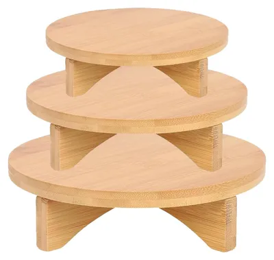 Image de Support pour plantes en bois, rond, décoratif et robuste