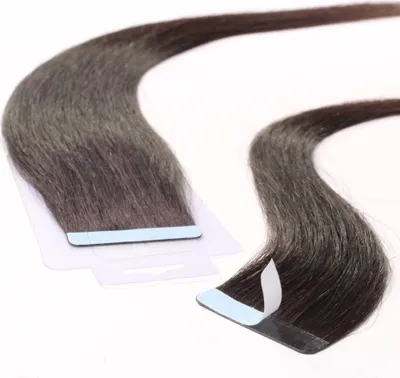 Image de hair2heart Tape Extensions Human Hair Straight - 10 pásků 2,5g 60cm Natural Black