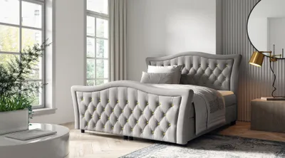 Obrázek produktu pro Jednolůžková postel 120x200 IVELINA - popelavá + topper