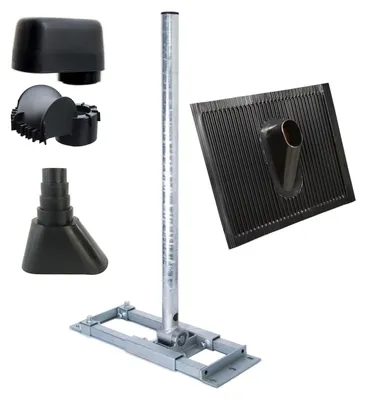 Produktbild von PremiumX DELUXE X90-60 Dachsparrenhalter 90cm Ø 60mm Mast ALU-Ziegel Manschette Kappe Schwarz