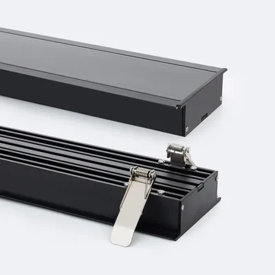 Produktbild von Aluminiumprofil Einbau XL für LED Streifen bis 60 mm Schwarz 2 m Schwarz transluzent