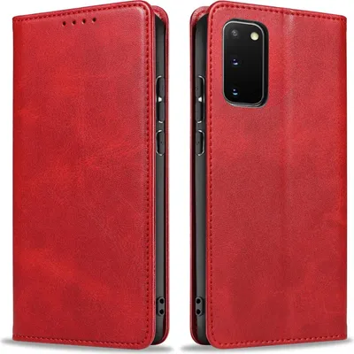 Produktbild von Handyhülle für Samsung Galaxy S20 Kunstleder Flip Cover Hülle Handytasche Case Kartenfach Farbe: Rot
