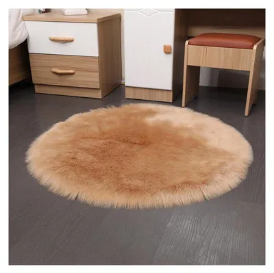 Zdjęcie produktu dla Okrągły dywan z sztucznego futra, 150x150 cm, miękki, można prać, antypoślizgowy