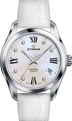 Produktbild von Eterna Kontiki Lady Automatic Damen Automatikuhr Edelstahl Weiß Saphirglas 10 bar wasserdicht
