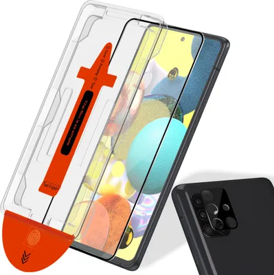 Obrázek produktu pro 1-balení Samsung A51 Ochranné sklo na displej & 1-balení ochrana objektivu - Tvrzené sklo | [Automatická instalace] - Bez bublin