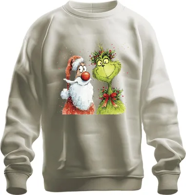 Zdjęcie produktu dla Grinch Ojciec Boże Narodzenie śmieszny prezent świąteczny vintage bluza uni pulower, natura, S