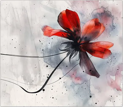 Produktbild von Spritzschutz Herdabdeckplatte Schneidebrett aus Glas Abstrakte Blüte 1-Teilig (60x52cm)