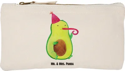 Produktbild von Mr. & Mrs. Panda Kulturtasche Avocado Party Zeit Größe S Klein - Weiß - Geschenk, Happy Birthday, Genießen, Schulmäppchen, Kosmetiktasche, Federtasche, Stoffbeutel
