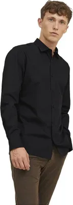 Produktbild von Jack & Jones Joe Plain Langarmhemd Schwarz S Mann Schwarz S