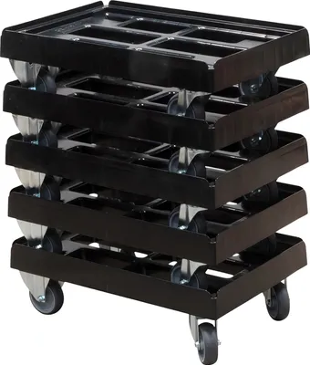 Produktbild von 5 x Stück Transportroller 600 x 400 mm - Typ A - für Kisten 600x400 mm 2 Bock / 2 Lenkrollen Schwarz