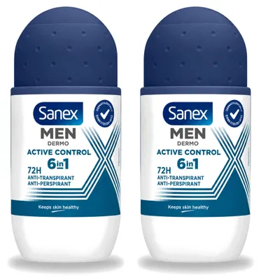 Obrázek produktu pro 2 x Sanex Men Deo Roll-on Active Control, 53 ml - výhodná balení - 2 kusy