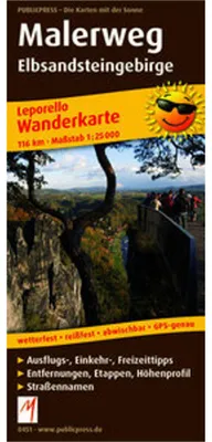 Produktbild von Wanderkarte Malerweg Elbsandsteingebirge 1 : 25 000